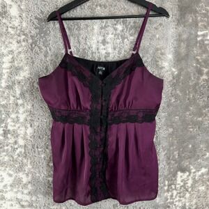 Apt. 9 Size XL Lace Trim V-Neck Cami Tank Top Purple Sleeveless Women